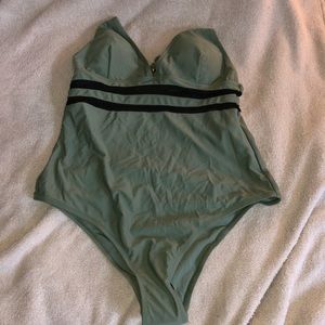 Never worn olive green one piece bathing suit